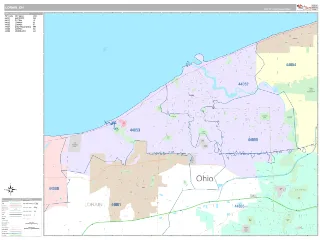 Lorain, OH Classic style ZIP Code wall map