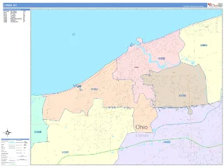 Lorain, OH ColorCast style ZIP Code wall map