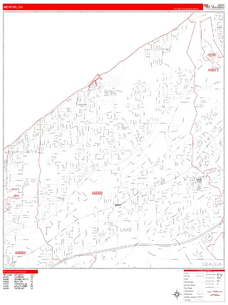 Mentor, OH RedLine style ZIP Code wall map