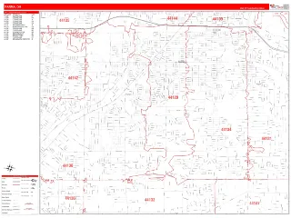 Parma, OH RedLine style ZIP Code wall map