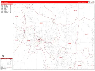 Warren, OH RedLine style ZIP Code wall map