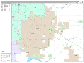 Broken Arrow, OK Classic style ZIP Code wall map
