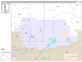 Edmond, OK Classic style ZIP Code wall map