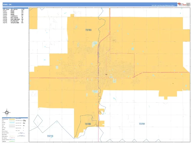 Enid, OK ZIP Code Wall Map, Business Reference style