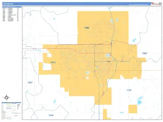 Lawton, OK Business Reference style ZIP Code wall map