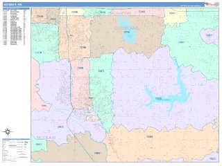 Norman, OK ColorCast style ZIP Code wall map