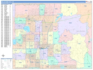 Oklahoma City, OK ColorCast style ZIP Code wall map
