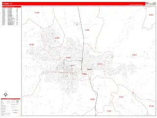Eugene, OR RedLine style ZIP Code wall map