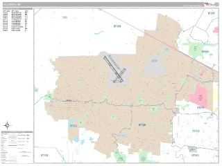 Hillsboro, OR Classic style ZIP Code wall map