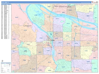 Portland, OR ColorCast style ZIP Code wall map
