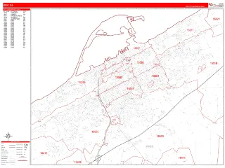 Erie, PA RedLine style ZIP Code wall map