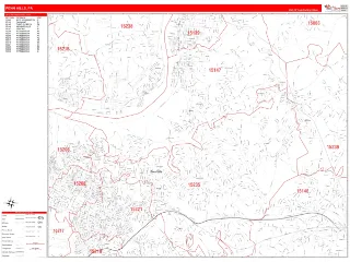 Penn Hills, PA RedLine style ZIP Code wall map