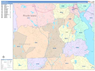 Cranston, RI ColorCast style ZIP Code wall map
