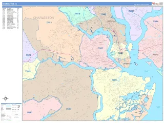 Charleston, SC ColorCast style ZIP Code wall map