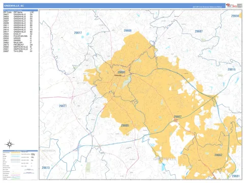 Greenville, SC city map