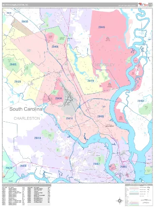 North Charleston, SC Classic style ZIP Code wall map