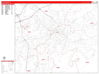 Spartanburg, SC RedLine style ZIP Code wall map