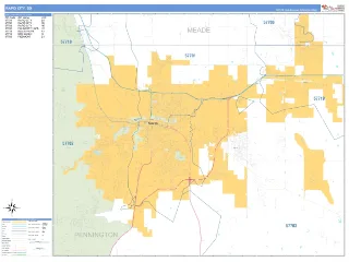 Rapid City, SD Business Reference style ZIP Code wall map