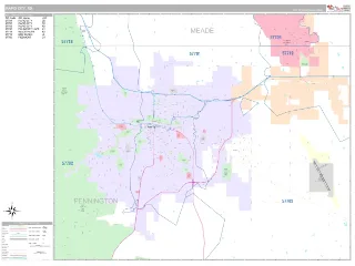 Rapid City, SD Classic style ZIP Code wall map