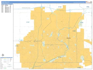 Sioux Falls, SD Business Reference style ZIP Code wall map