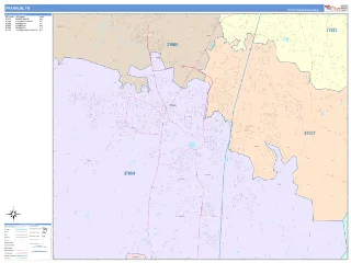 Franklin, TN ColorCast style ZIP Code wall map