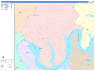 Hendersonville, TN ColorCast style ZIP Code wall map
