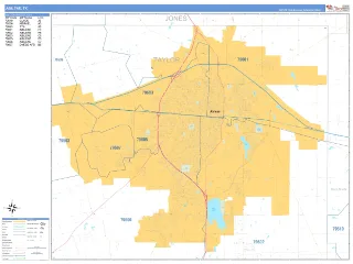 Abilene, TX Business Reference style ZIP Code wall map