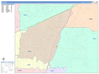 Allen, TX ColorCast style ZIP Code wall map