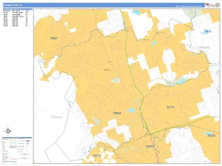 Cedar Park, TX Business Reference style ZIP Code wall map