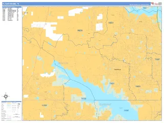 Flower Mound, TX Business Reference style ZIP Code wall map