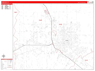 Harlingen, TX RedLine style ZIP Code wall map