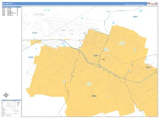 Killeen, TX Business Reference style ZIP Code wall map