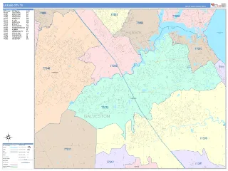 League City, TX ColorCast style ZIP Code wall map