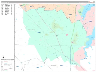 Mansfield, TX Classic style ZIP Code wall map