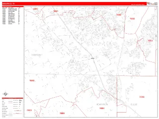 Mansfield, TX RedLine style ZIP Code wall map