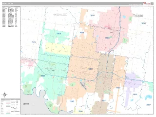 McAllen, TX Classic style ZIP Code wall map
