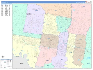 McAllen, TX ColorCast style ZIP Code wall map