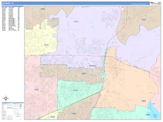 McKinney, TX ColorCast style ZIP Code wall map