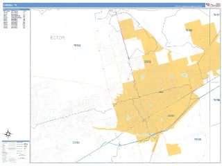 Odessa, TX Business Reference style ZIP Code wall map