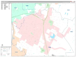 Pflugerville, TX Classic style ZIP Code wall map