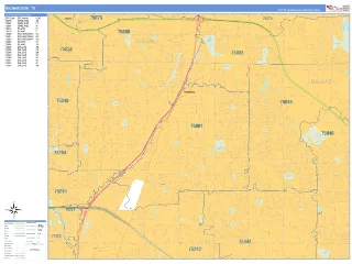 Richardson, TX Business Reference style ZIP Code wall map