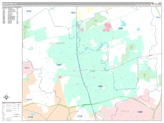 Round Rock, TX Classic style ZIP Code wall map