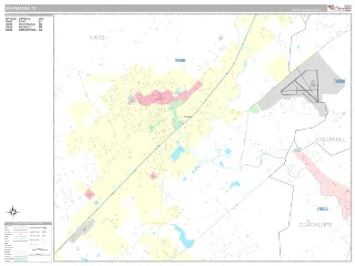 San Marcos, TX Classic style ZIP Code wall map