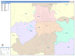 Tyler, TX ColorCast style ZIP Code wall map