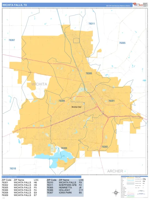Wichita Falls, TX city map