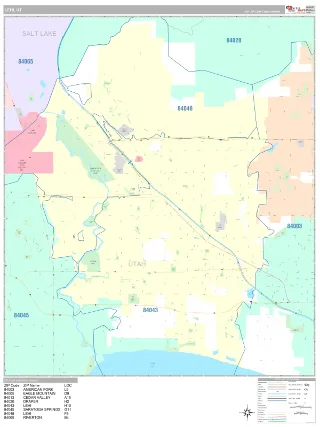 Lehi, UT Classic style ZIP Code wall map