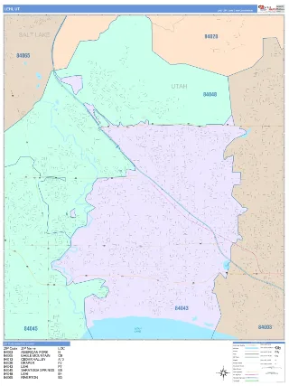 Lehi, UT ColorCast style ZIP Code wall map