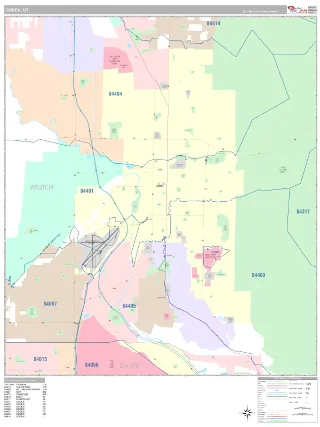 Ogden, UT Classic style ZIP Code wall map