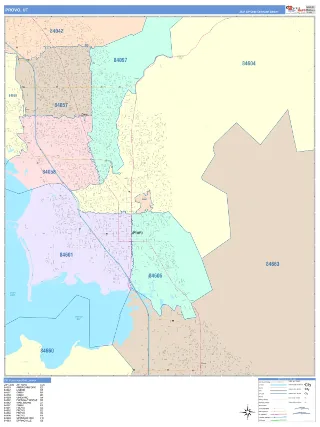 Provo, UT ColorCast style ZIP Code wall map