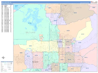 Salt Lake City, UT ColorCast style ZIP Code wall map